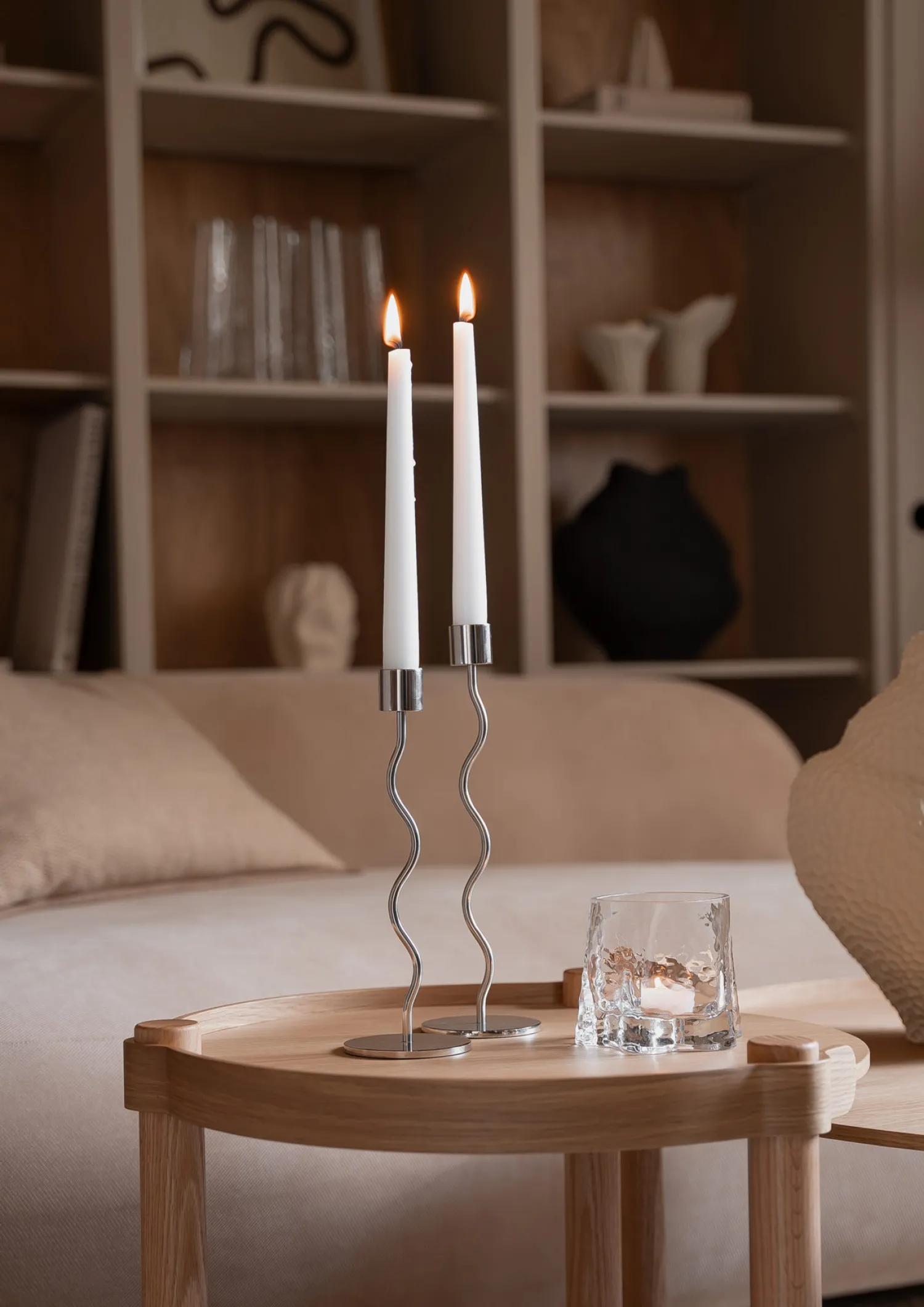 curved_candleholder_cm_stainless_steel_1.webp Discount Curved Candleholder 26cm Stainless Steel Candlesticks & Candle Holders