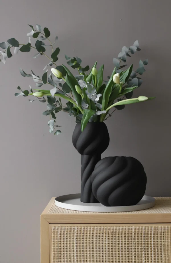 Online Twist Ball Vase 20cm Black Vases